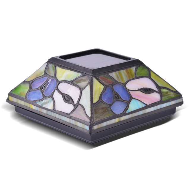 2211-F20 LED Tiffany Stained Hand Made Glass Post Cap Light