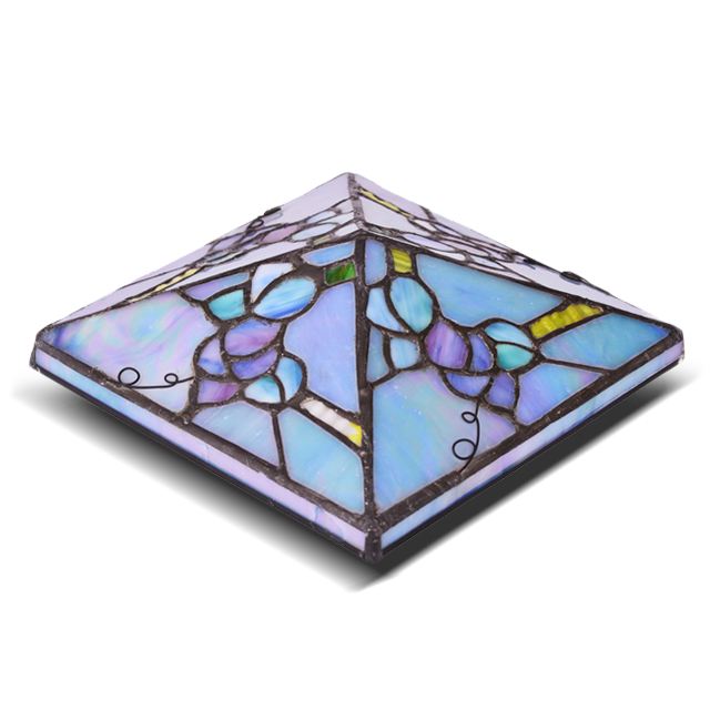 2211-FC1 Square Hand Made Tiffany Glass Post Cap Light