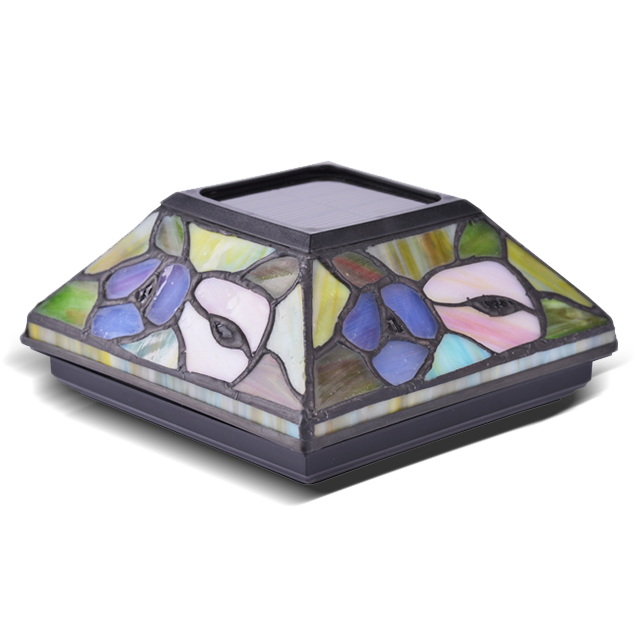 2211-F20 LED Tiffany Stained Hand Made Glass Post Cap Light