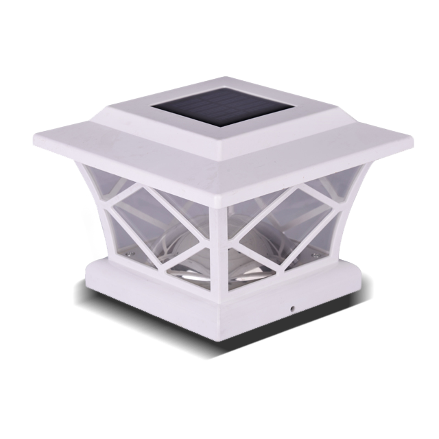 2211-F10 WH White Diamond Pattern LED Post Cap landscape garden light