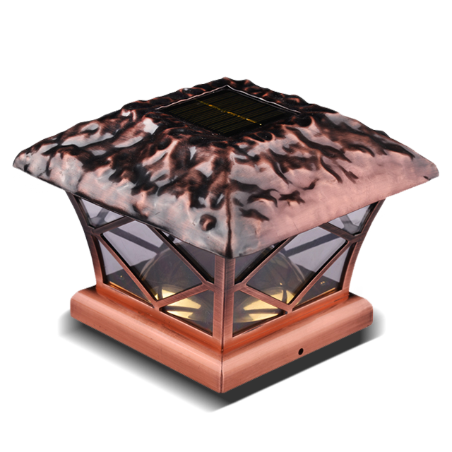 2211-F13 CO Outdoor Solar Powered  Copper Plated Decorative Fence Post Cap Light