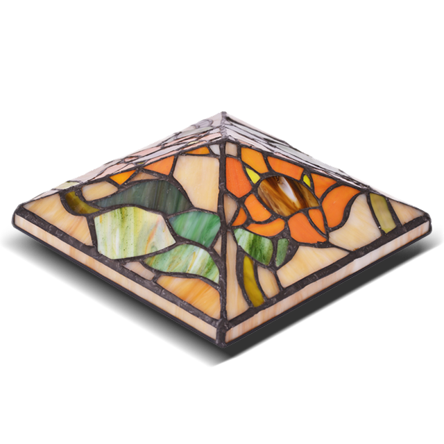 2211-FC2 Square Waterproof Tiffany Glass Post Cap Light