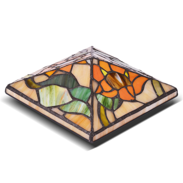 2211-FC2 Square Waterproof Tiffany Glass Post Cap Light
