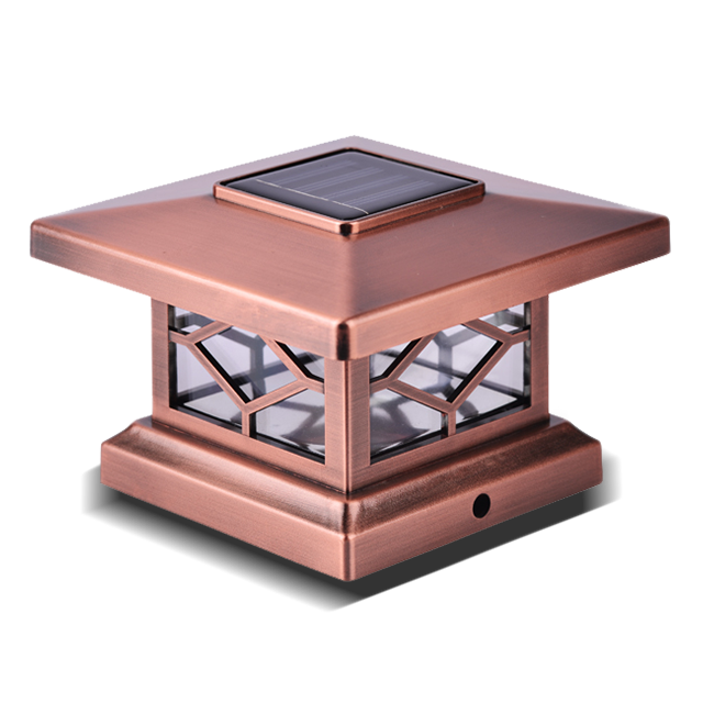2211-PF4 CO Copper Plated Diamond  Pattern Fence Deck or Patio Post Cap Light