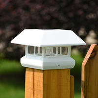 2211-F11 WH White Outdoor Solar Garden Post Cap Light